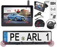Lescars Rückfahrkamera: Solar-Funk-HD-Rückfahrcam Nummernschildhalter, Monitor, Abstandswarner (Rückfahrkamera nachrüsten, Nummernschild Solar, Auto) – Ansicht 3