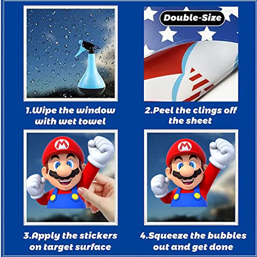 Cartoon Window Clings Decals,Party Removable Stickers For Glass Windows,Birthday Party Supplies Holiday Home Decorations (S Mario(9Sheets)) #TOP3