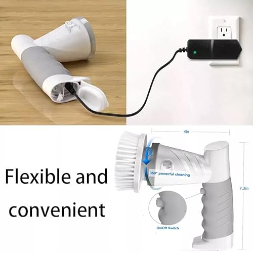 Rk Essentials Electric Scrubber For Bathroom | 360 Cordless Power Spin Brush For Cleaning Bathroom, Household, Tile, Tub, Shower, Floor | Comes With 5 Different Portable Brush Heads And Charger #TOP4