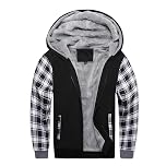 AOTORR Men's Hoodies Full Zip Fleece Jacket Coat Winter Warm Oversized Zip Up Hooded Top with Pockets W02G Black White 2XL