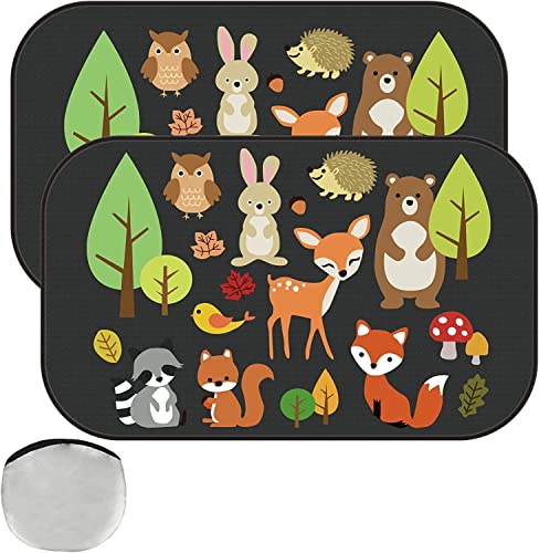 SYOSI Car Sun Shade Car Window Shades for Kids Baby Pet UV Rays/Sunlight Protection Car Sunshades Shield Visor Adsorption Electrostatic for Car Side Windscreen Window 2 Pack (Animal Forest)