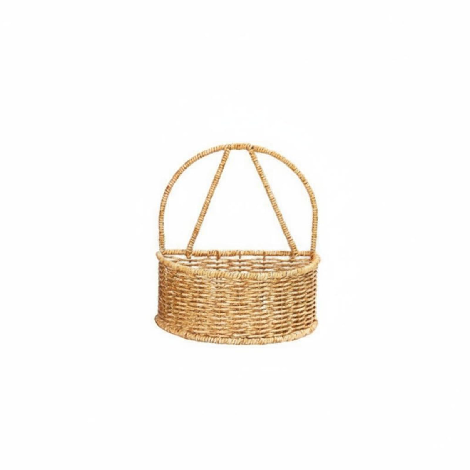 Handwoven Wall-Mounted Storage Basket Natural Tan Woven Wall Basket Arched Frame House Organization Space-Saving for Home Areas, Single Layer|Home & Garden | Household Supplies & Cleaning-image-26