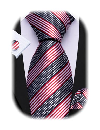 Image of Barry.Wang Man Tie Sets Skull Animal 63 inch Extra Long Necktie Silk Woven Handkerchief Cufflinks Festival Party Gift