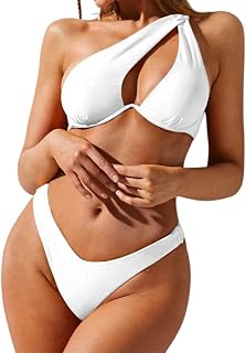 ZAFUL Women's Sexy Cutout One Shoulder Bikini Underwire Padded Two Piece Bathing Suit Cheeky Thong Brazilian Swimsuit Price In India