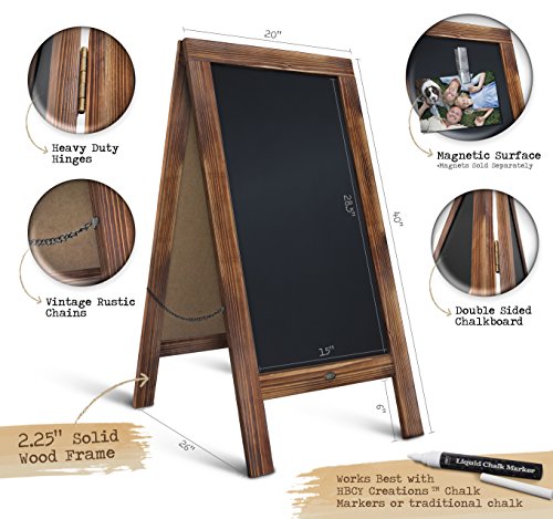 A Frame Chalkboard by HBCY Creations: 40x20 Solid Wood A-Frame Sign Rustic Brown Double-Sided Magnetic Board, Chalkboard Menu Board, for Restaurants, Cafés, Weddings - Heavy Duty Hinges by HBCY Creations - Image 2