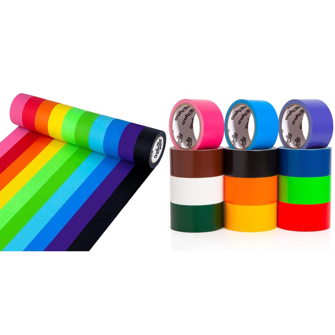 Craftzilla Colored Masking Tape and Rainbow Colored Duct Tape Bundle
