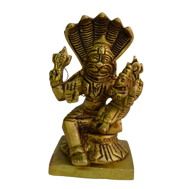 Estatua de Bronce Narasimha Lakshmi 3.25 pulgadas, 360 gramos miniatura 7