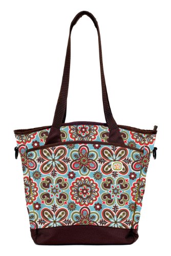 Fleurville Sling Tote, Pink/Brown/Blue #TOP25