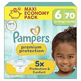 Pampers Premium Protection Taille 6, 70 Langes, 13kg 18kg, Notre N°1 Pour La Protection De La Peau Et Contre Les Fuites