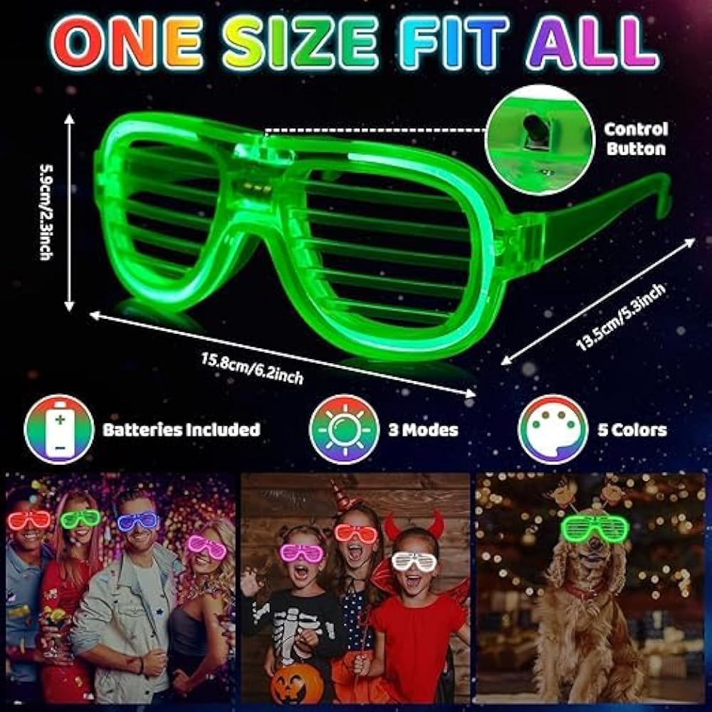 Lunettes Lumineuses LED - 12 Pièces - 6 Formes Et Couleurs - Pour Fêtes Et Anniversaires