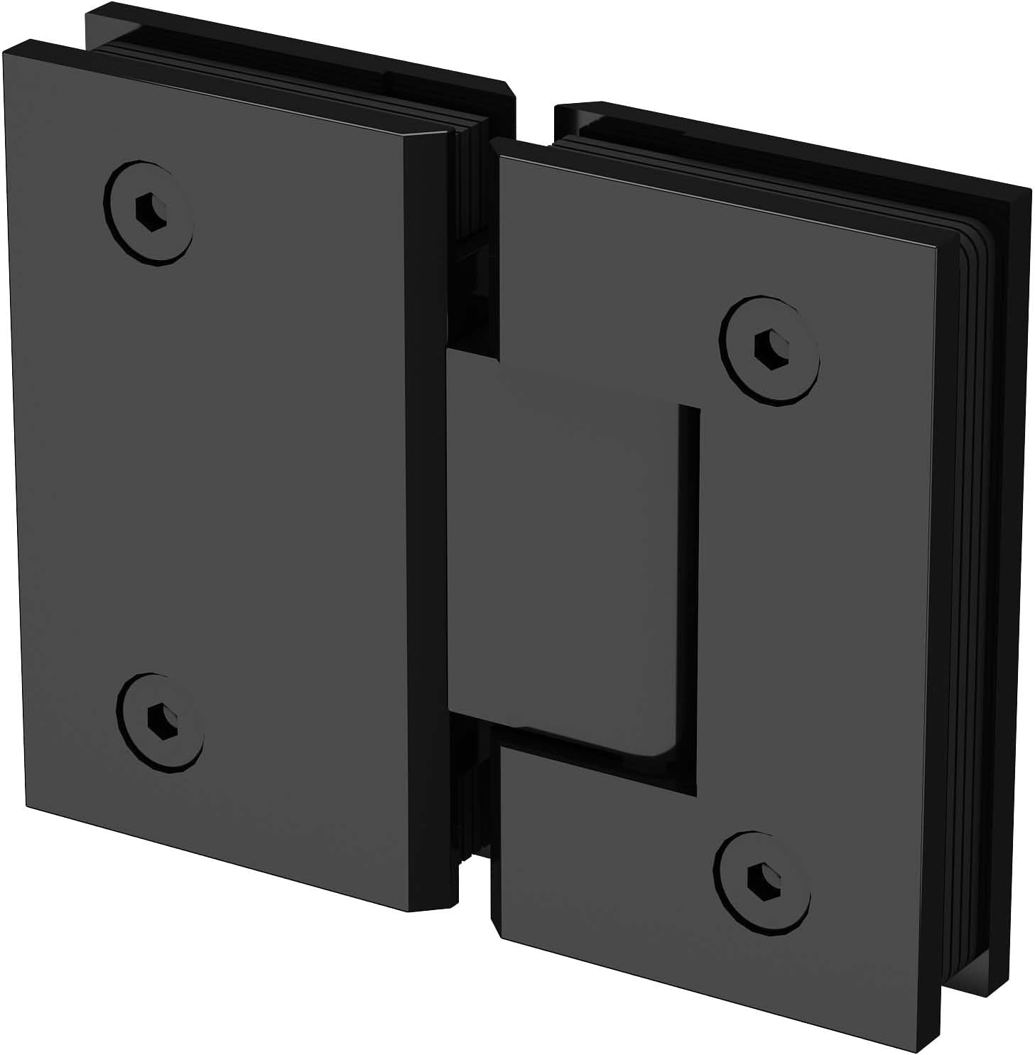 180 Degree Brass Glass Shower Door Hinges, Heavy Duty Matte Black Glass Door Hinge for Bathroom, 1 PCS Brass Shower Door Hinges for 5/16" to 1/2" Frameless Shower Door