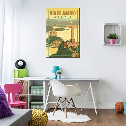 Dazzle Art Vintage Brazil Rio De Janiero City Travel Memorial Posters Canvas Wall Art Picture Prints For Home Decoration Modern Living Room Art Bedroom Office Decor, 12 X 18 Inches,No Frame, Vintageⅰ #TOP3