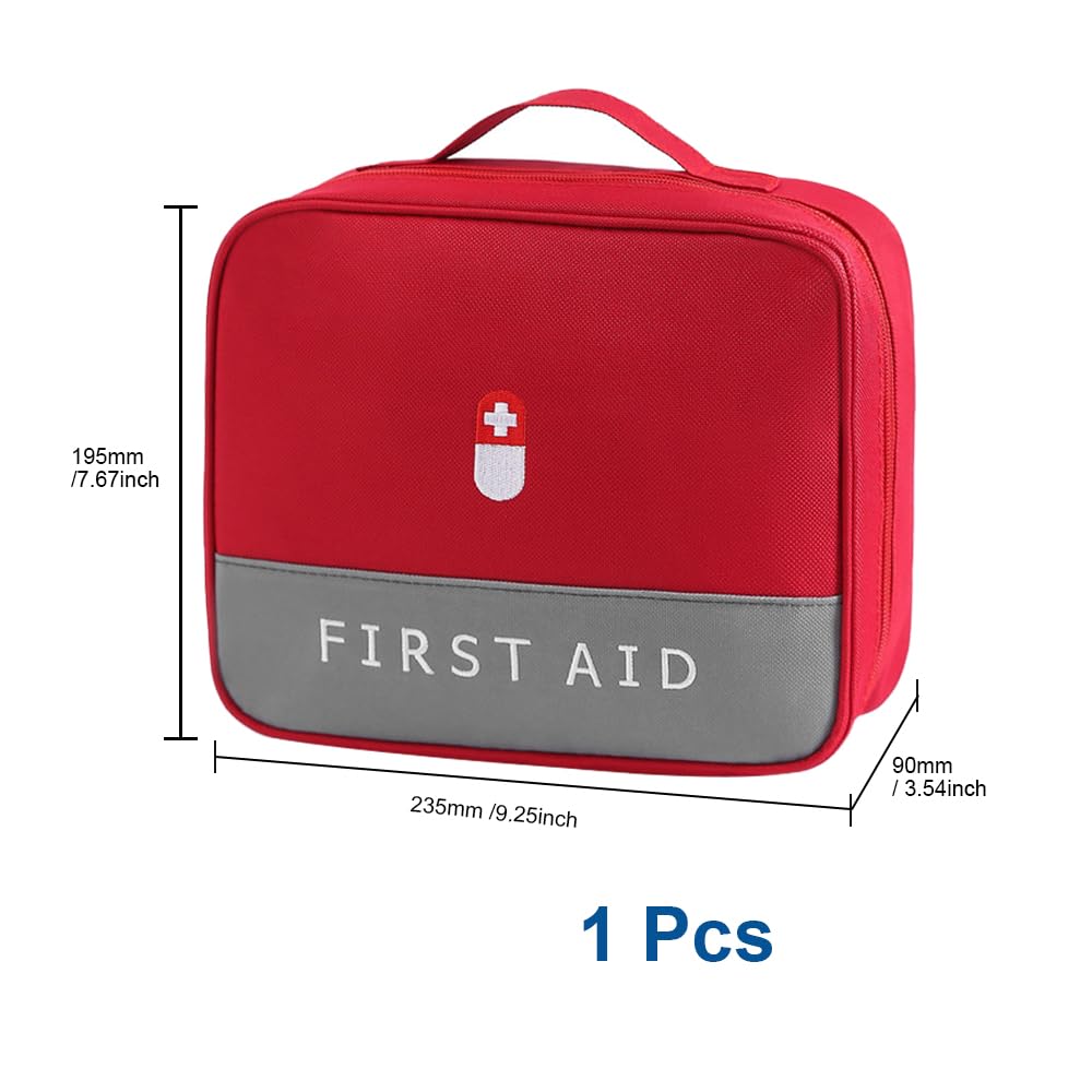 1 Piezas bolsa botiquin vacia,Botiquín de Primeros Auxilios Portátil,Para el Hogar,Camping, Aire Libre(Rojo)