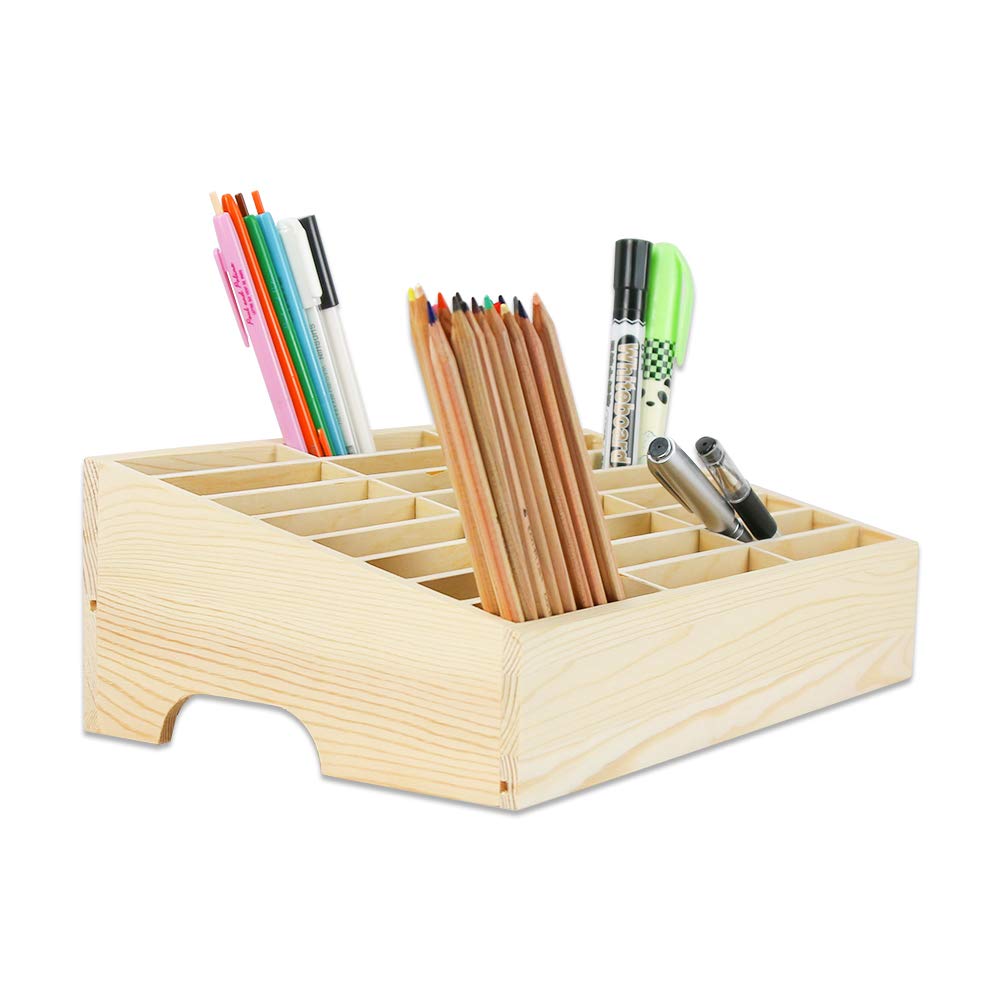 Buy Trycooling Wooden Pencil Holder Simple Pencil Box Multi Pen