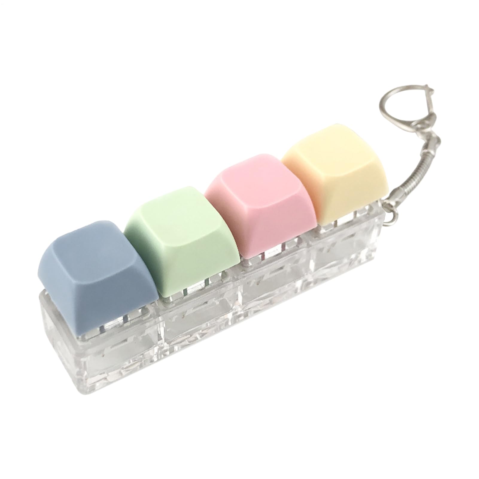 Stress Relief Toy Funny Fidgets Keyring, Keyboard Fidget Toy - 4 Button Fidget Keyboard Keychain, Finger Keyboards Clicker Fidgets Decompressions Toys for Adults and Kids