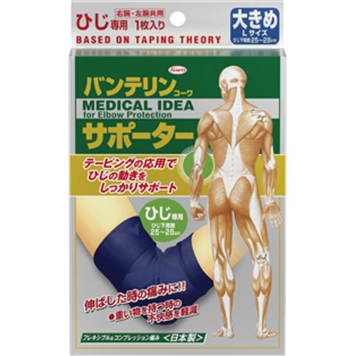 バンテリンサポーター ひじ用 ネイビー 大きめサイズ ひじ下周囲 25~28cm