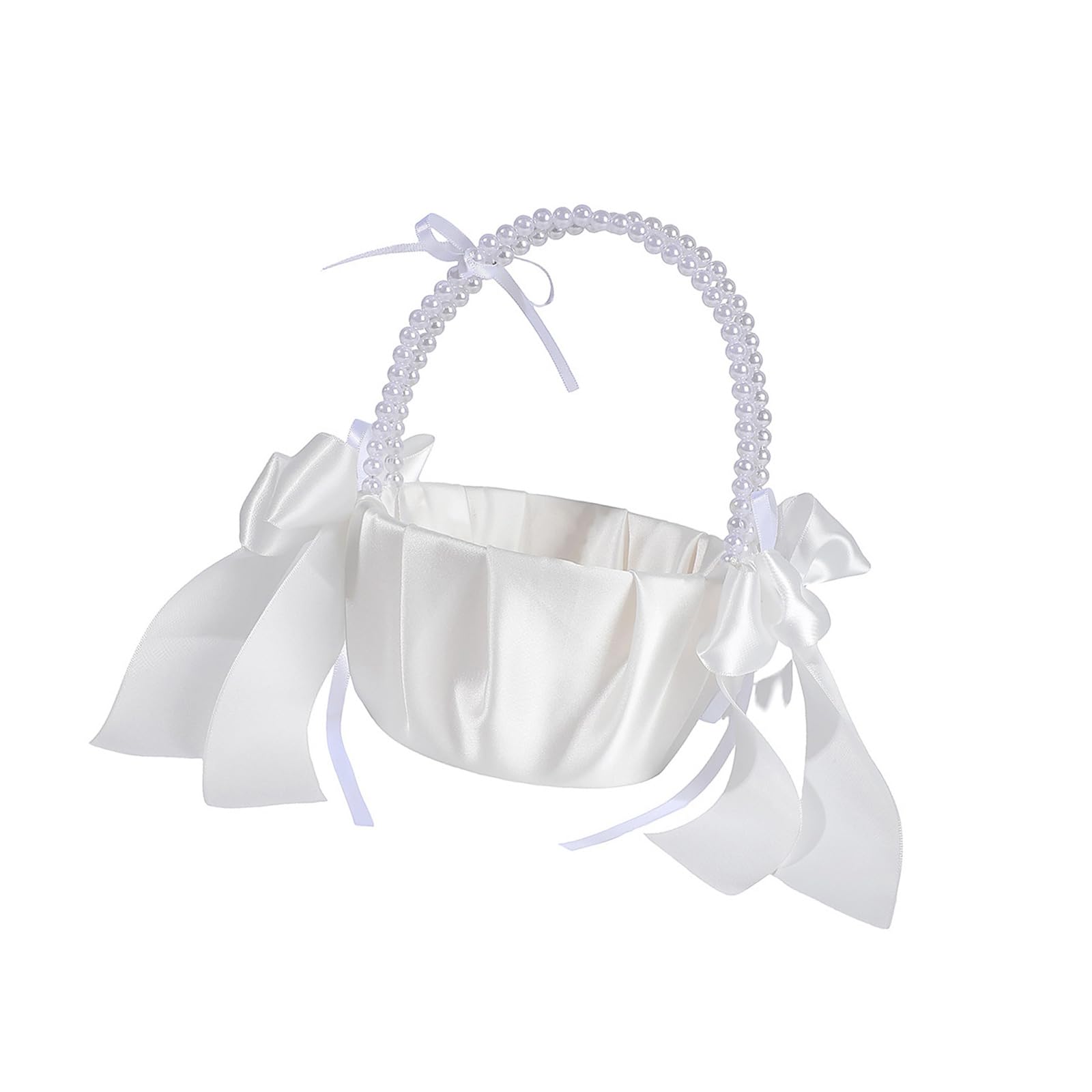 Bowknot Floral Basket for Ceremony Reception Centerpieces and Petal Tossing Props Wedding Flower Basket Elegant Wedding Accessory
