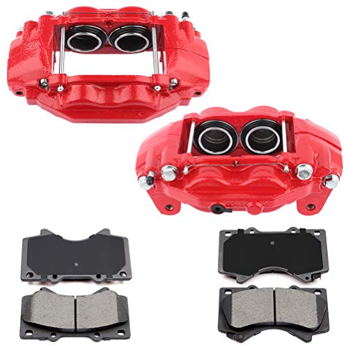 Image of SCITOO Front Left & Right Brake Kit [4] Brake Pads [2] Brake Disc Calipers w /o Bracket Compatible With 2008-2013 for Toyota for Sequoia,2007-2013 for Toyota for Tundra