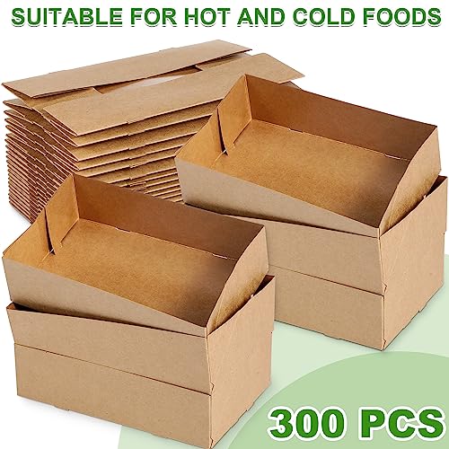 Image of Chinco 300 Pieces Paperboard Kraft Food Trays 4 Corner Pop up Food Tray Disposable Foldable Cardboard Movie Night Snack Party Container Box for Holding Drink at Stadiums or Theaters (Brown)