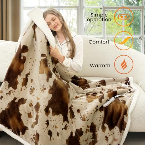 Image of Heated Blanket Throw Blanket - Fast Heating Electric Blanket, Soft Flannel Heated Throw with 4 Time Settings,10 Heating Settings, Warm Gifts for Women & Mom & Grandma