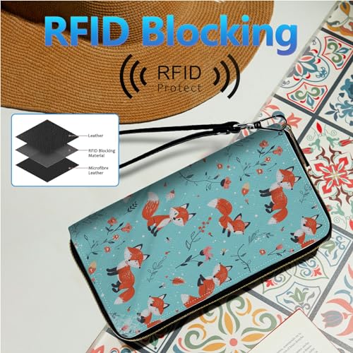 Image of Womens Wallet PU Leather Wristlet Wallets for Women, Large Capacity Lady Fashion Wallet Card Holder Zipper Wallet