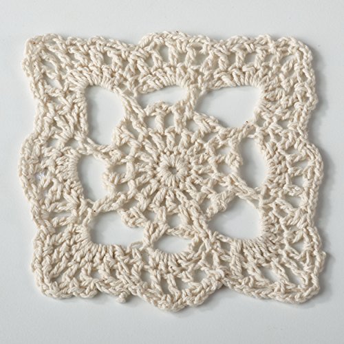 Fennco Styles Handmade Crochet Traycloth Cotton Doilies (Beige, 4-inch Square Set of 4)