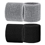 WOLMIK Schweißbänder Handgelenk, Saugfähige Handgelenk Schweißbänder für Damen & Herren，Fitness Arm Schweißband，Sport Schweißband Armband Weiche Baumwolle für Handball Fußball Tennis - 4 Stück