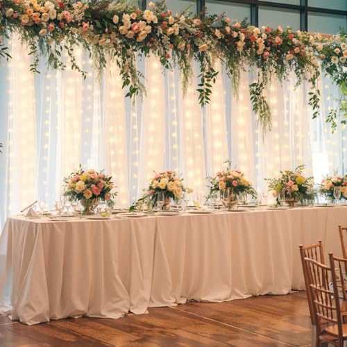 Cortinas fondo de tul blanco con luces 10ft x 8ft miniatura 3
