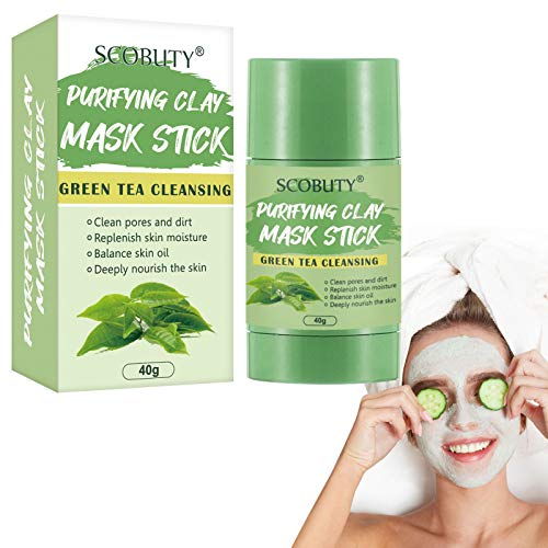 Green Mask Stick,Clay Stick Mask,Green Tea Cleansing Mask,Pore Cleansing Mask,Mud mask,Green Tea Purifying Clay Stick Mask,Solid Mask,Remove Blackheads Anti Acne Oil Control for All Skin Types