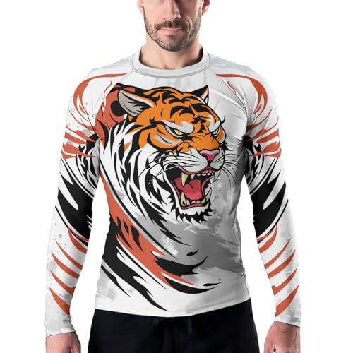 Tiger Baselayer Compression Rash Guard Shirt Men's Long Sleeve Fight Wear for MMA BJJ Muay Thai Jiu Jitsu4