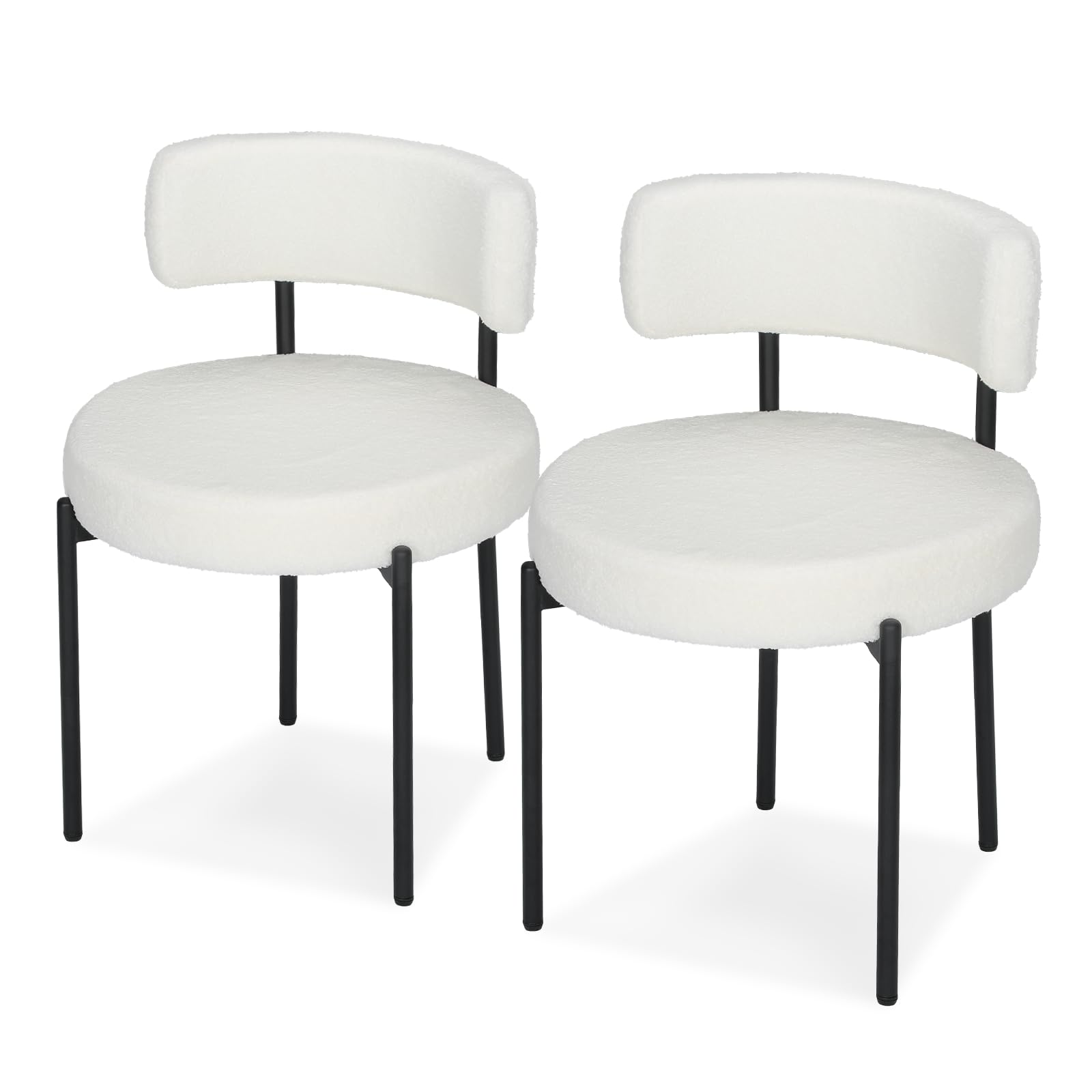 Photo 1 of Athena Collection Dining Chairs Set of 2,Modern Dining Room Chairs with Faux Fur,440LB Weight Capacity Round Upholstered Kitchen Chairs( White)
