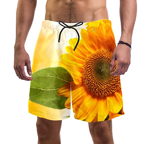 Maillots de bain pour hommes orange imprimé tournesols JDEZ
