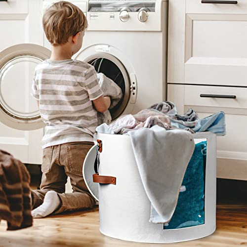 Azhchke Large Hat Storage Box For Women & Men, White Hat Box With Lid Foldable Round Cowboy Hat Organizer Box Carrying & Storing Various Types Of Hats, 19" D X 17" H #TOP5