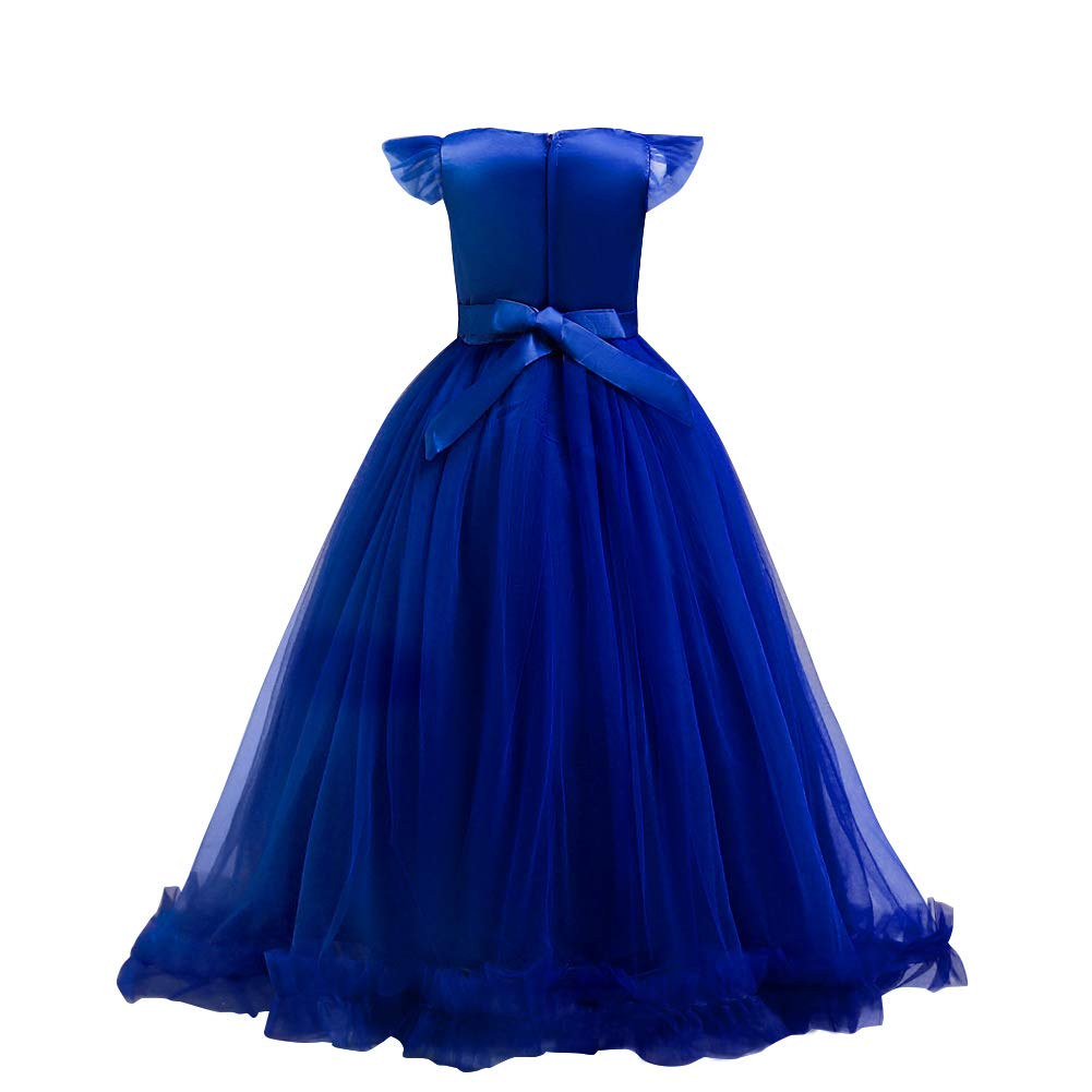 Robe de princesse pour fille - Robe en dentelle florale - Robe de mariage - Robe de bal - Robe de demoiselle d'honneur - Robe de cocktail élégante - Robe de soirée longue - Robe de communion