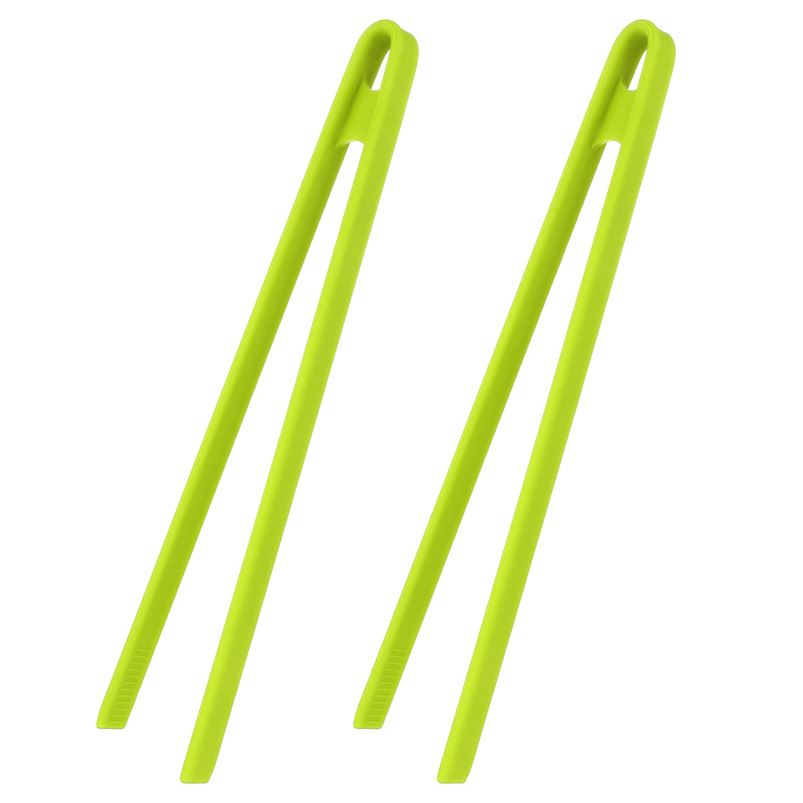 sourcing map 2Pcs Silicone Toast Tongs, 29cm Kitchen Food Tongs Heat Resistant for Cooking Food Trivet Grippers Non-Slip Long Tool for Salad Ice Cubes Toaster Fruits Sugar Barbecue, Green
