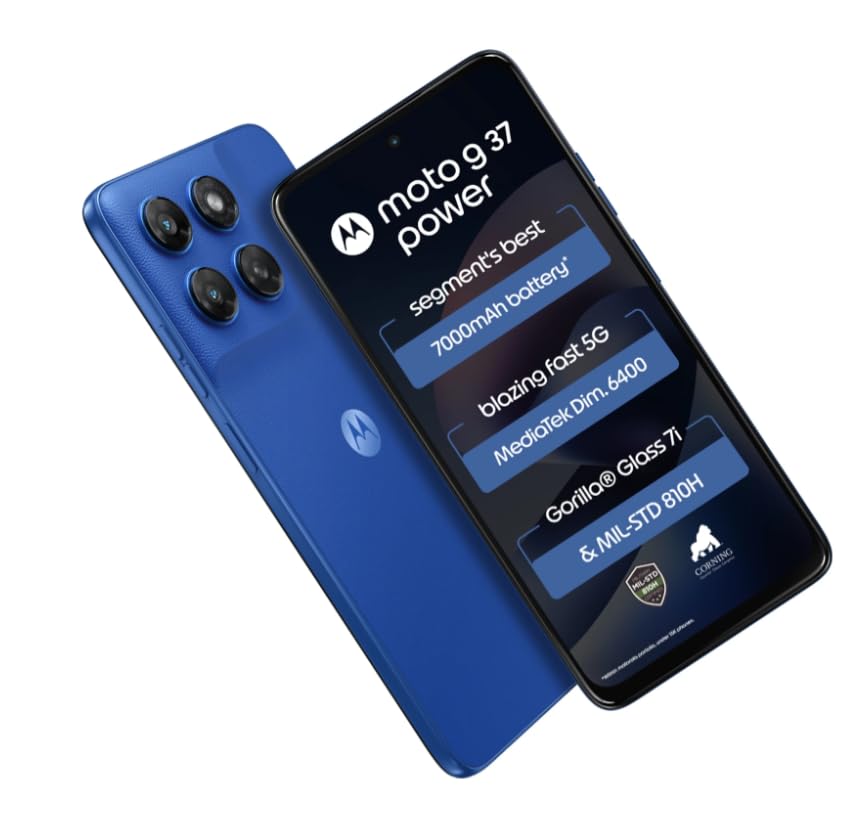 Image of Motorola Moto g37 Power 5G (Pantone Nautical Blue, 4GB RAM, 64GB Storage) | 6.67-inch HD+ 120Hz Display | Dimensity 6400 | 50MP Camera | 7000mAh Battery | 30W Charging