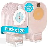 JJ CARE Colostomy Bags 20 PCS, One-Piece Pouching Ostomy Bags, No Mess Ostomy Supplies for Ileostomy, Colostomy, Urostomy Stoma Care with Odor Barrier, Drainable Ostomy Pouch with Cut to Fit Closure