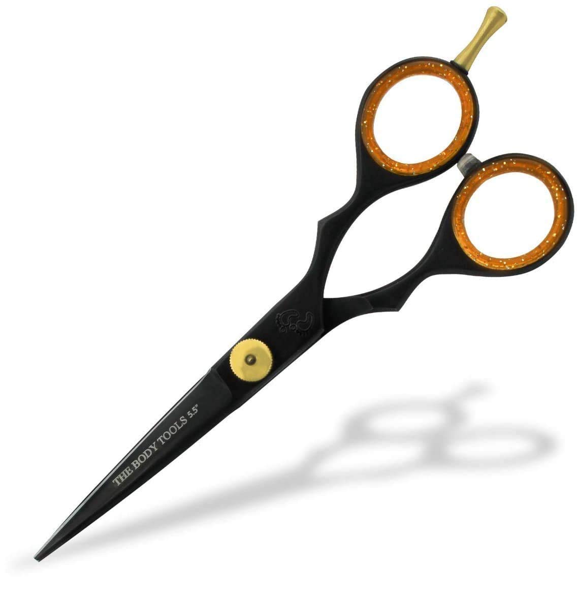 Haryali London, Professional Hairdressing Barber Scissors - 5.5 Inch Hair Cutting Shears with Adjustable Screw- Black Hairdresser Scissor for Beard, Mustache and Precision Grooming