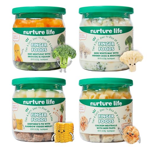 Nurture Life Finger Foods, Chicken, Healthy Stage 3 Baby Food, Ready to Eat Snack for Kids, Freshly Cooked, Made to Order, Ships Fresh in Refrigerated Box, 6-Meal Variety Pack (Pack of 4, Chicken Meatballs (Variety Pack))