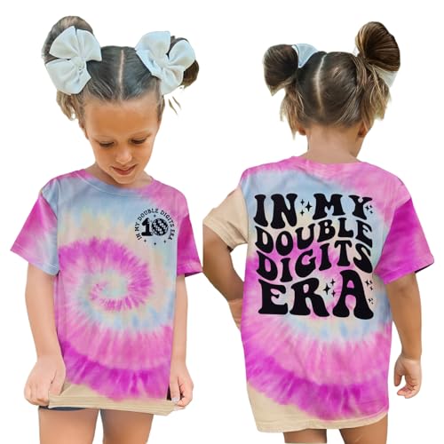 Image of IZYJOY in My Double Digits Era Shirts Girls 10th Birthday T-Shirts 10 Years Old Birthday Party Short Sleeve Summer Tee Tops