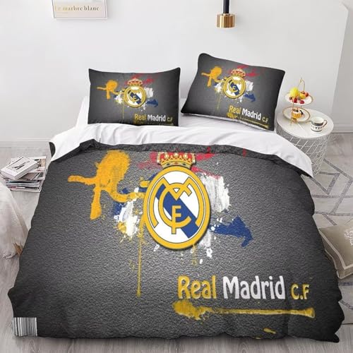 Enfunt-Home - Football Housse de Couette 220x240cm, Impression Numérique 3D Parure de lit Enfant 100% Microfibre avec 2 Taie d'oreiller 65x65cm