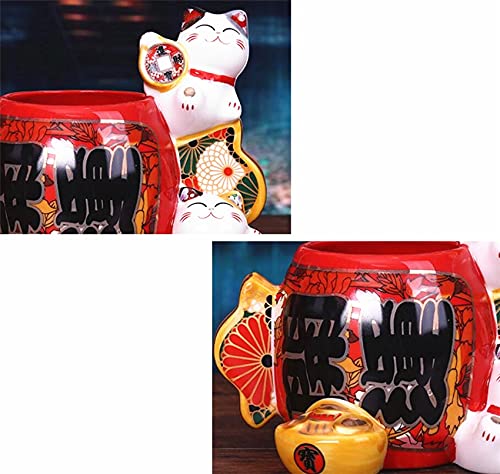 LinaLife Fortune Jarrón Japonés Lucky Beckoning Gatos Maneki Neko