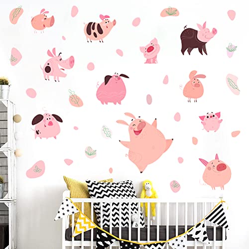 Sticker vinilo decorativo set cerdo caricatura 4 hojas