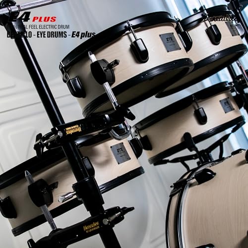 Beatello E4 Plus Electric Drum Set, Full-Size Electronic Drum Kit for Adults, 5 Drums&3 Cymbals, USB MIDI Recording, Wooden Shells, Mesh Drum Heads, Acoustic Drum Simulation, Rim Shot & Choke Function