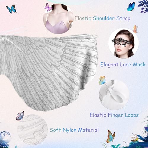 Niuoppy Damen-Vogelflügel-Schal, Damen-Vogelflügel-Umhang mit Maske, Vogel-Schal-Flügel, Vogelflügel-Kostüm für Weihnachten, Halloween, Party, Cosplay, Tanzen (Stil 2)