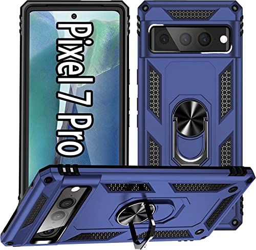 Image of REALCASE Polycarbonate Google Pixel 7 Pro Back Cover Case | Heavy Duty Dual Layer Hybrid Shock Proof Armor Defender Ring Case Back Cover for Google Pixel 7 Pro (Blue)
