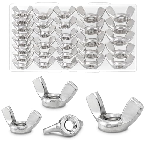 30PCS Wing Nuts,Mix M6,M8,M10 304 Stainless Steel Butterfly Wing Nuts