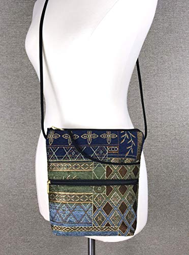 Danny K. Women's Tapestry Bella Purse Crossbody Handbag, Adjustable Cord, Handmade in USA (Neptune/Blue) - Thumbnail 5