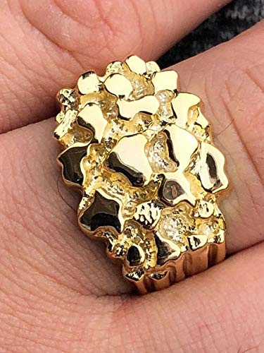 Solid 10k Gold Men's Ring - Gold Nugget Ring - Pinky or Ring Finger - Sizes 7-13 HEAVY 11-13 Grams2