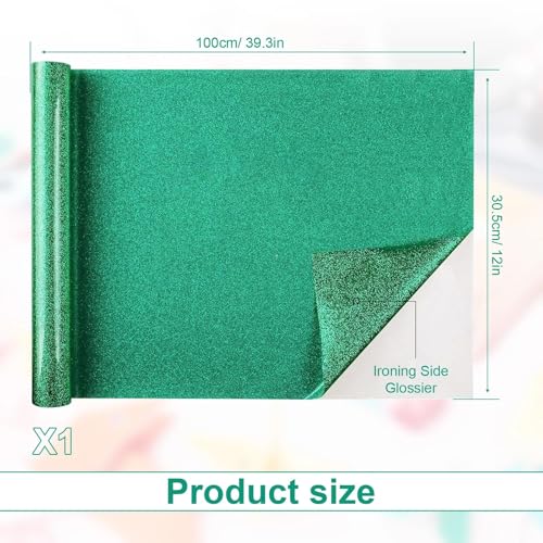 Miniatura 4 de Zijang Lámina Textil Con Purpurina, 30,5 100 Cm Lámina Para Plóter Textil Para Camisetasrecortable, Purpurina Verde Papel Transfer Textil, Para Ropa, Sombreros Y Bolsos